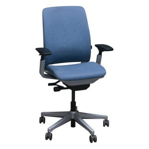 Steelcase Amia Used Task Chair w Platinum Frame, Blue Pattern