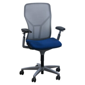 Allsteel Acuity Used Light Gray Mesh Back Task Chair, Sapphire Blue Seat