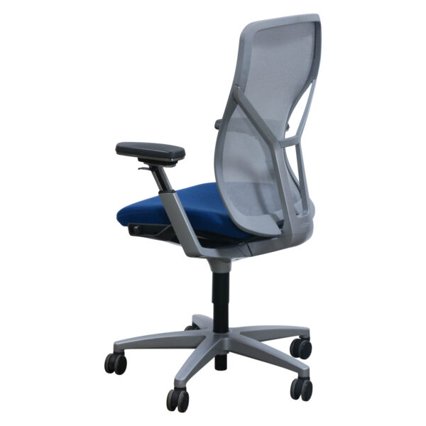 Allsteel Acuity Used Light Gray Mesh Back Task Chair, Sapphire Blue Seat