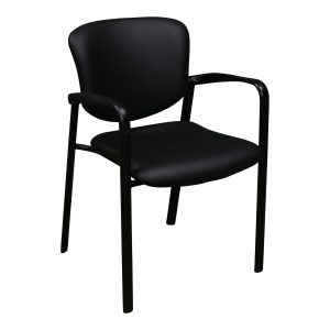 Haworth Improv Used PU Leather Stack Chair, Satin Black