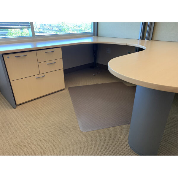 Teknion Used Bullet U-Shape Laminate Desk Set Left Return, Maple