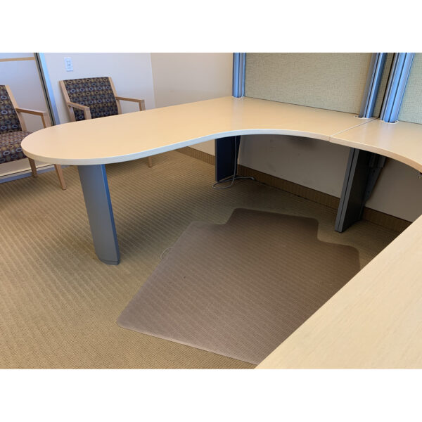 Teknion Used Bullet U-Shape Laminate Desk Set Right Return, Maple