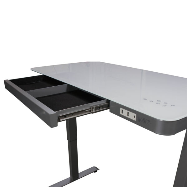 goSIT New Electric 24x48 White Glass Top Lifting Desk, Gray Base