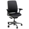 Steelcase Amia Used PU Leather Task Chair w Platinum Frame, Black