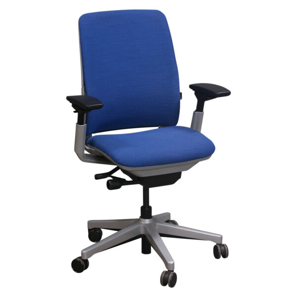 Steelcase Amia Used Task Chair w Platinum Frame, Sapphire Blue