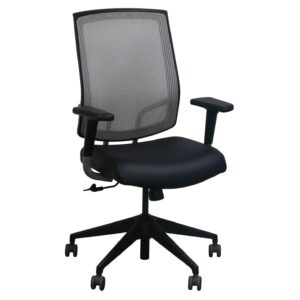 SitOnIt Focus Used Tan Mesh Task Chair, Satin Black PU Leather Seat
