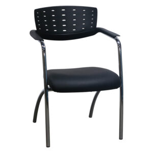 Teknion Used Stack PU Leather Chair, Satin Black
