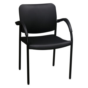 Allsteel Tolleson Used PU Leather Stack Chair, Satin Black