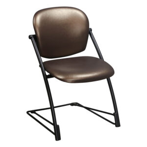 Steelcase Ally Used Multipurpose Armless Vinyl Chair, Brown Metallic