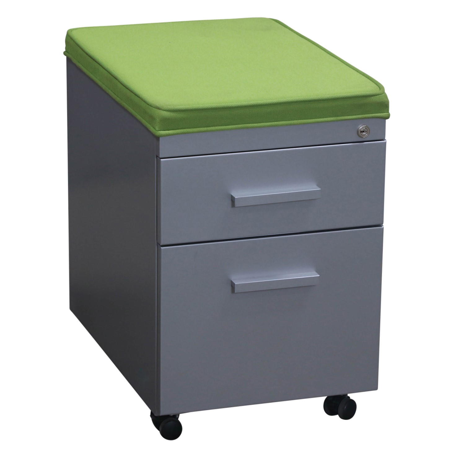 Steelcase Used Box File Pedestal with Green Cushion Top, Gray