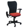 Via Used Black Mesh High Back Ergonomic Task Chair with Flip Arms, Poppy Orange