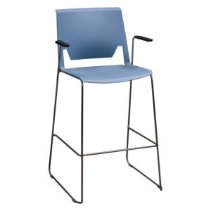 Haworth Very Used Stack Stool w Arms, Blue