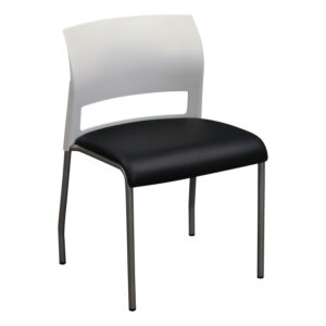 Steelcase Move Used PU Leather Stack Chair, Satin Black and White