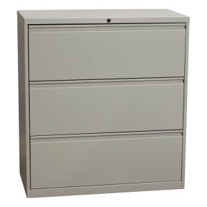 Haworth 3 Drawer Used 36 Inch Lateral File, Light Putty