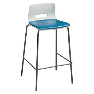 Allermuir Used White Stack Stool, Vinyl Blue Seat