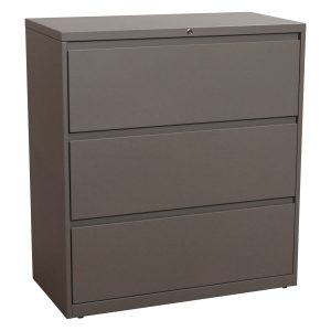 Haworth 3 Drawer Used 36 Inch Lateral File, Pewter