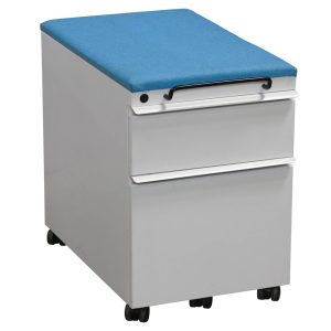Knoll Used Box File Mobile Pedestal w Blue Cushion, White