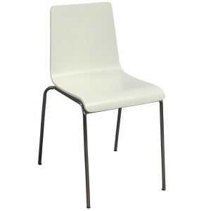 Used Wood Textured Stack Chair, White