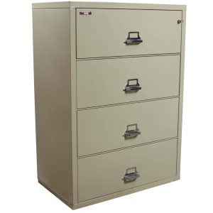 Fireking Used 4 Drawer 37 Inch Lateral Fire File, Putty