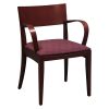 Knoll Used Mahogany Wood Side Chair, Burgundy Pattern Seat