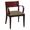 Knoll Used Mahogany Wood Side Chair, Green Pattern Seat