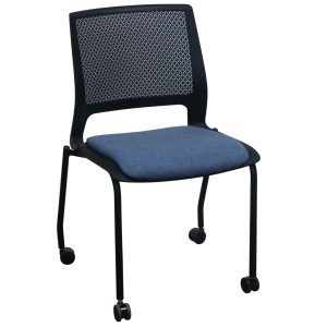 SitOnIt Lumin Used Mobile Stack Chair, Blue and Black