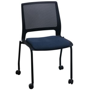 SitOnIt Lumin Used Mobile Stack Chair, Dark Blue and Black