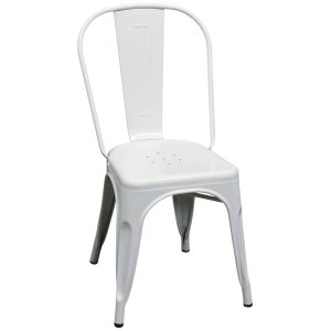 Used Metal Stacking Chair, White