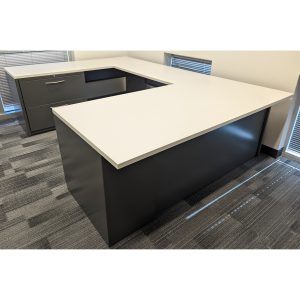 Haworth 36x72 Used U-shaped Desk with Modesty Panel Left Return, Gray