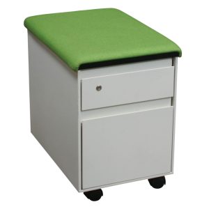 Steelcase Used Mobile White Box File Pedestal, Green Top