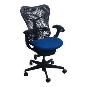 Herman Miller Mirra Used Graphite Mesh Back Task Chair, Sapphire Blue Seat