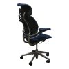 Humanscale Freedom Used High Back PU Leather Task Chair w Aluminum Frame and Headrest, Ocean Blue