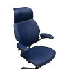 Humanscale Freedom Used High Back PU Leather Task Chair w Aluminum Frame and Headrest, Ocean Blue