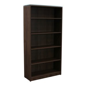 Manhattan 70 In 5 Shelf Laminate Bookcase with Glass Top, Truffle