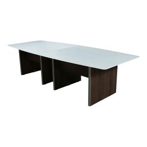 Manhattan 10 Foot Glass Top Boat Conference Table with Laminate Base, Truffle