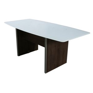 Manhattan 6 Foot Glass Top Boat Conference Table with Laminate Base, Truffle