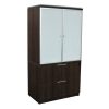 Manhattan 36 in Laminate 2 Drawer Lateral File with Glass Door Hutch, Truffle