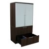 Manhattan 36 in Laminate 2 Drawer Lateral File with Glass Door Hutch, Truffle