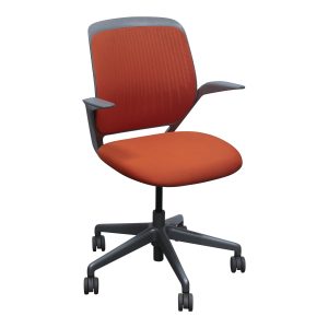 Steelcase Cobi Used Mesh Back Fixed Arm Chair w Platinum Frame, Orange