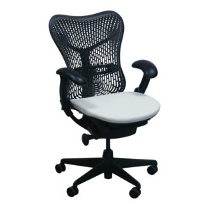 Herman Miller Mirra Used Graphite Task Chair, Snow White PU Leather Seat