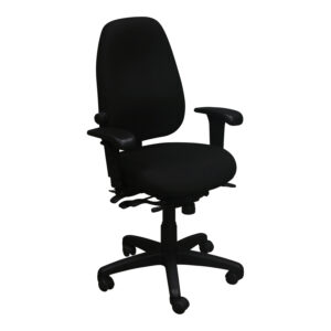 Office Master Paramount Used Multi Function Task Chair, Black Weave