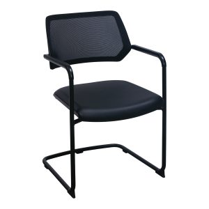 Steelcase QiVi Used Mesh Side Chair, Black Satin PU Leather