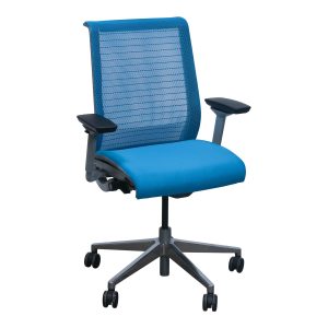 Steelcase Think Used Mesh Back Task Chair w Chrome Frame, Turquoise Blue