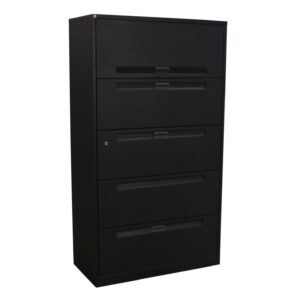 Steelcase Used 5 Drawer 36 Inch Lateral File, Dark Gray