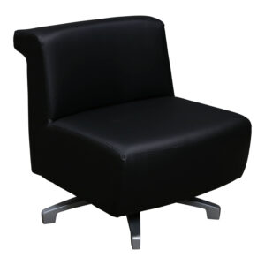 Gunlocke Used Armless Guest Chair, Black Satin PU Leather