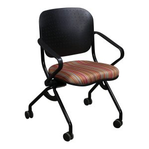 KI Torsion Used Nesting Chair, Orange Red Line Pattern