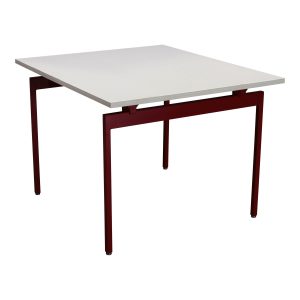 Knoll Antenna Red Metal Base 48 In Used Square Laminate Meeting Table, Pearl