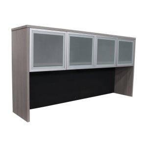 Everyday 72 In Laminate Hutch with Glass Doors, Cement Gray