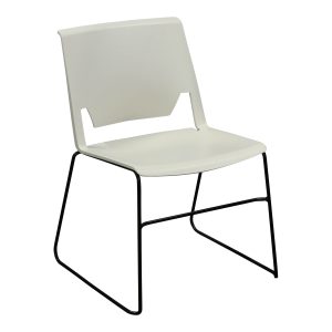Haworth Very Black Sled Base Used Stack Chair, Off-White