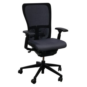 Haworth Zody Black Mesh Back Used Task Chair, Gray Pattern Seat